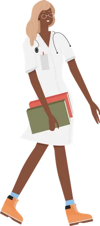Female Doctor holding books  Illustration