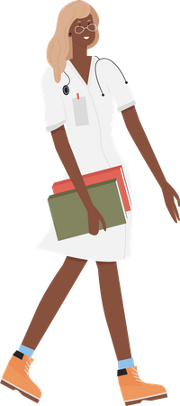 Female Doctor holding books  Illustration