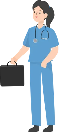 Female Doctor holding briefcase  Illustration