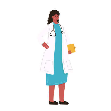 Female doctor holding clip board  Illustration