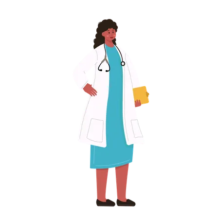 Female doctor holding clip board  Illustration