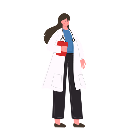 Female doctor holding clip board  Illustration