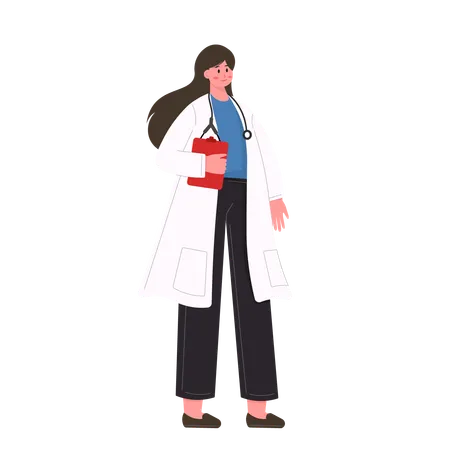 Female doctor holding clip board  Illustration