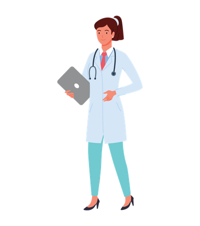 Female Doctor holding clipboard  Illustration
