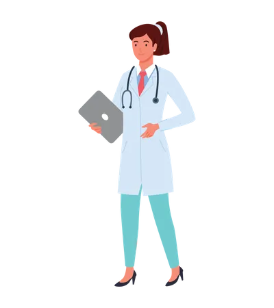 Female Doctor holding clipboard  Illustration