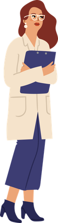 Female Doctor Holding Clipboard  Illustration