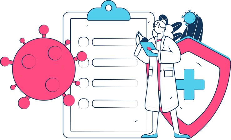 Female Doctor Holding Corona Vaccine Report  Illustration