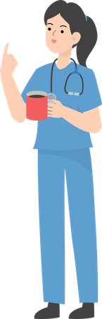 Female Doctor holding cup Illustration