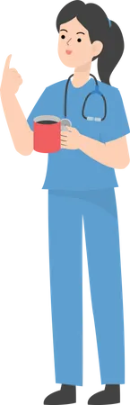 Female Doctor holding cup  Illustration