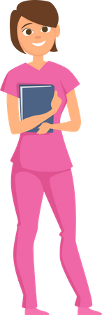 Female doctor holding file Illustration
