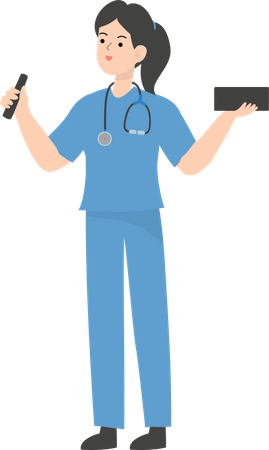 Female Doctor holding file  Illustration