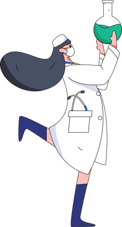 Female doctor holding flask  Illustration