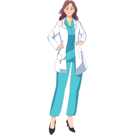 Female Doctor Holding Her Hands  Illustration