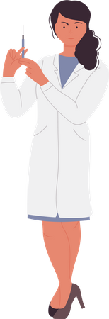 Female doctor holding injection  Illustration