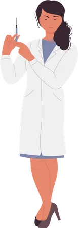Female doctor holding injection  Illustration