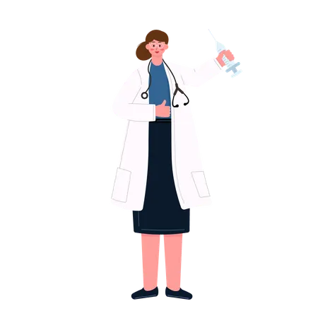 Female doctor holding injection  Illustration