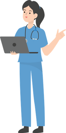 Female Doctor holding laptop  Illustration