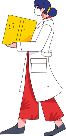 Female doctor holding medical box  Illustration