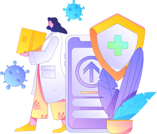 Female doctor holding medical report  Illustration