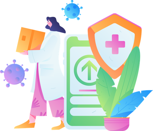 Female doctor holding medical report  Illustration