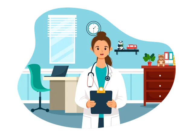 Female doctor holding medical report  Illustration