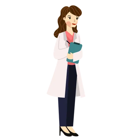 Female Doctor holding patient file Illustration