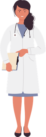 Female doctor holding patient file  Illustration