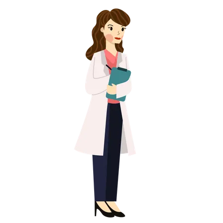 Female Doctor holding patient file  Illustration