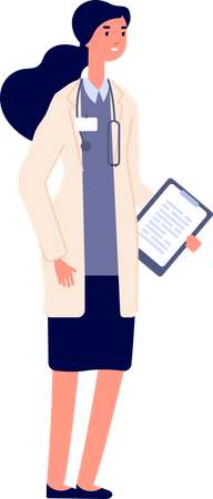 Female doctor holding patient report  Illustration