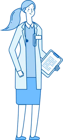 Female doctor holding patient report  Illustration