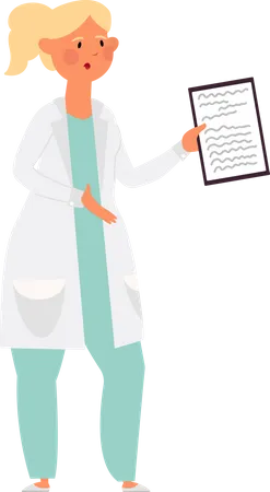 Female doctor holding patient report  Illustration