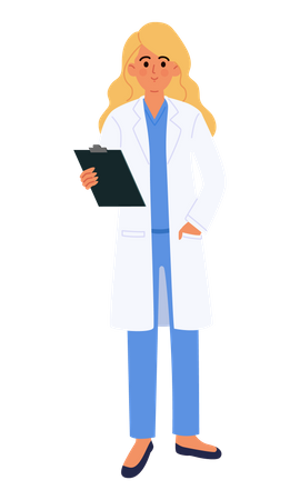 Female Doctor holding Report  イラスト