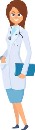 Female Doctor Holding Report Illustration