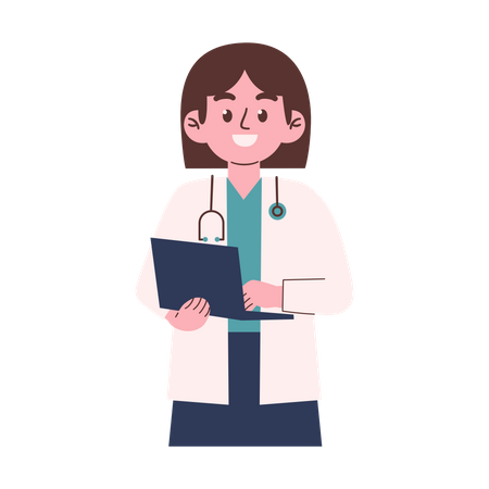 Female Doctor holding report  Illustration