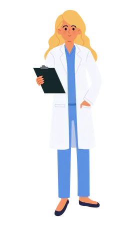 Female Doctor holding Report  Illustration