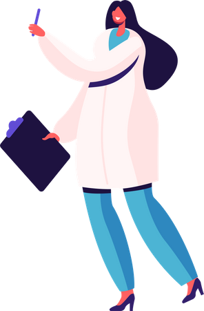 Female Doctor Holding Report  Illustration