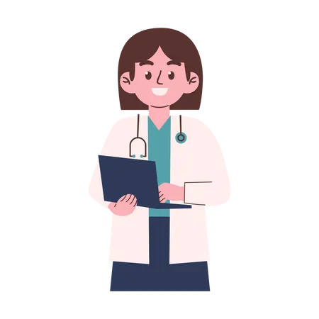 Female Doctor holding report  Illustration