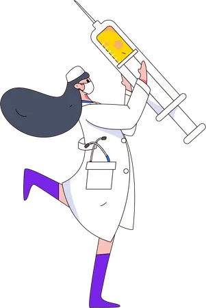 Female doctor holding syringe  Illustration
