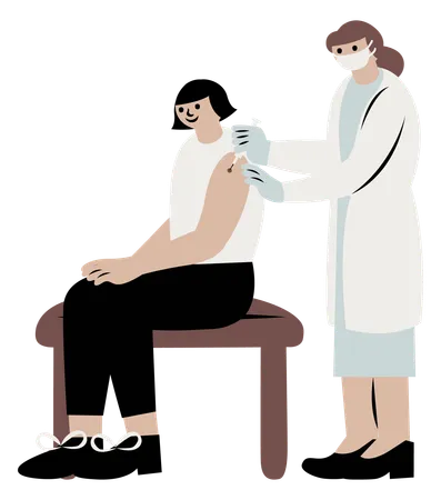 Female Doctor injecting cancer vaccine  Illustration