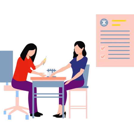 A Female Doctor Is Checking Up On A Patient Illustration