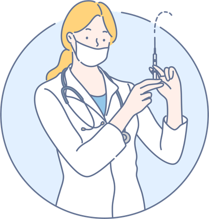 Female doctor is holding syringe  Illustration