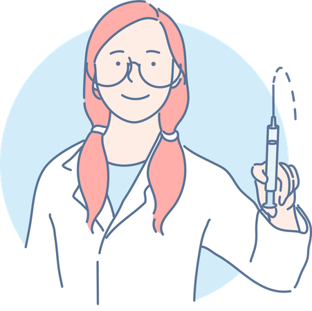 Female doctor is holding syringe in hand  Illustration