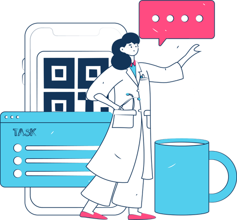 Female Doctor Looking Her Medical Task  Illustration