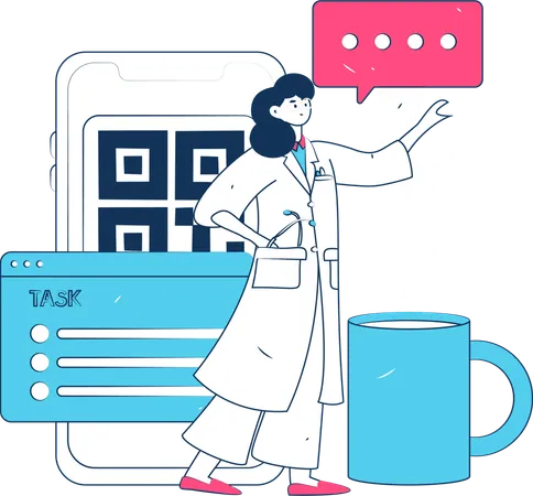 Female Doctor Looking Her Medical Task  Illustration