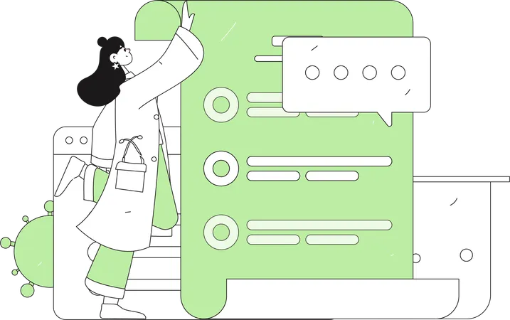 Female doctor looking medical prescription  Illustration