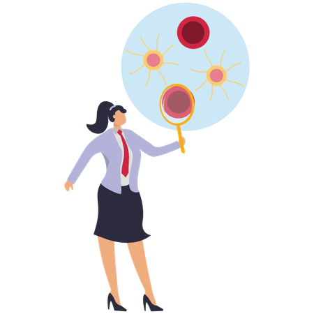 Female doctor Magnifying lens find viruses  Illustration