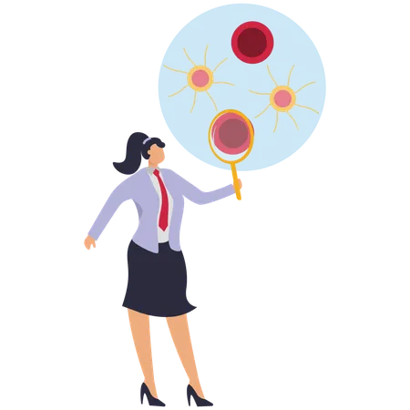 Female doctor Magnifying lens find viruses  Illustration
