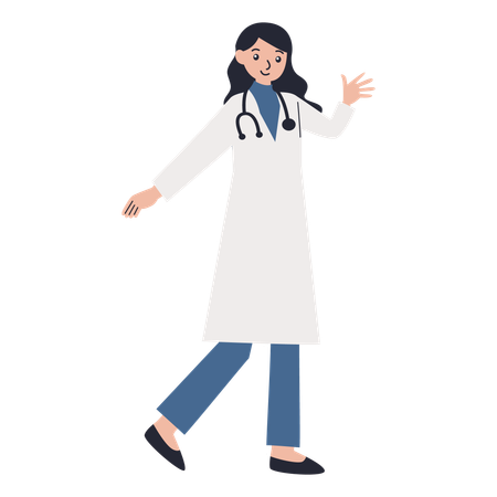 Female doctor pose a greeting  イラスト
