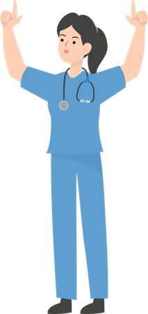 Female Doctor raising both hands  Illustration