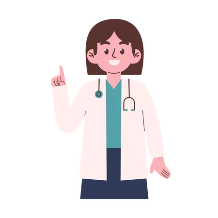Female Doctor raising first finger  Illustration
